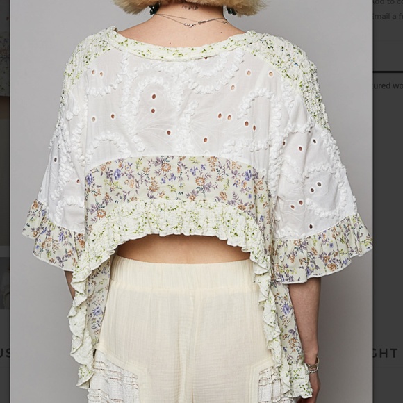 POL Floral Lace Blouse - White and Cream - Picture 3 of 4